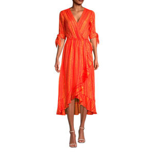 Michael Kors NWT Metallic Crepe Wrap-Effect Dress XS